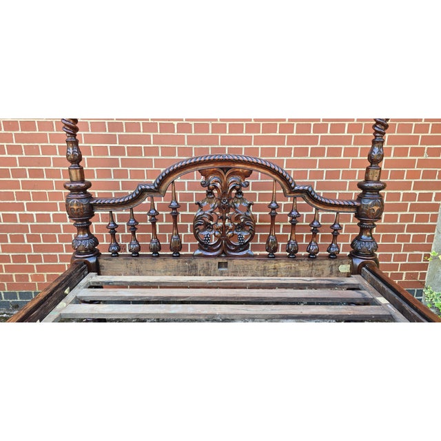 Brown Victorian Anglo-Indian Colonial Raj King Size 4-Poster Bed, 1880s For Sale - Image 8 of 18