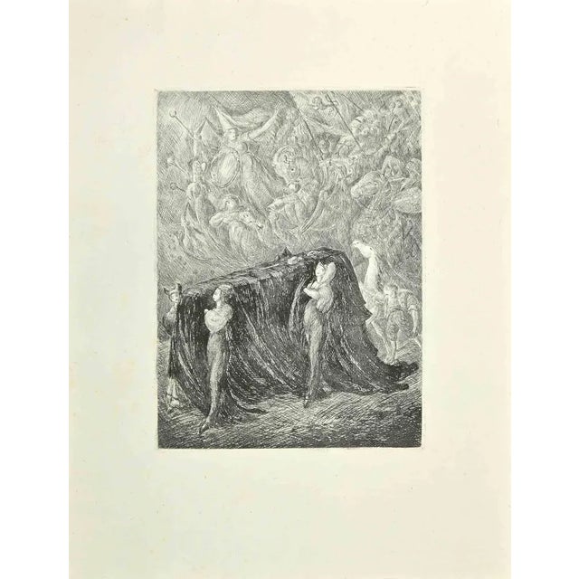 The Procession for Don Quixote is an etching and drypoint print on ivory-colored China paper, realized by Wladyslaw Jahl...
