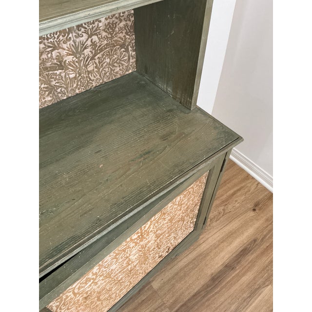 Late 20th Century Late 20th Century Rustic European Style Painted Wood Hutch Cabinet With Decorative Panels For Sale - Image 5 of 17