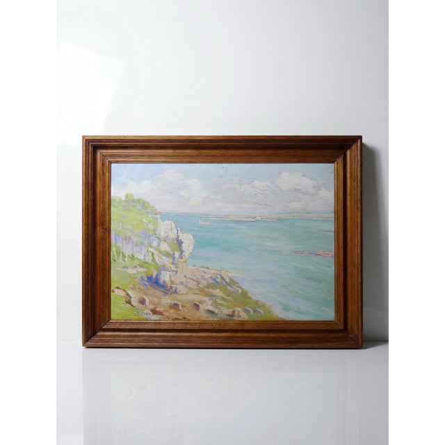 Paul Ruben, Large Seascape with Cliffs, Oil on Panel, Framed For Sale - Image 13 of 13