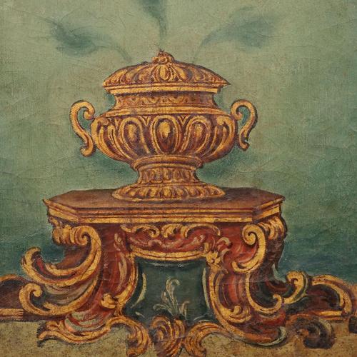 Italian Artist, Large Allegorical Overdoor Painting, Oil on Canvas For Sale - Image 5 of 11