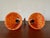 Pair of aryclic glass wall lights from the 1950s/60s Textured orange, white, and red acrylic glass shades and silver-tone...