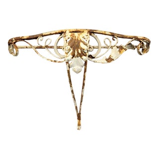 Vintage Salvaged Distressed Wrought Iron Wall Shelf For Sale
