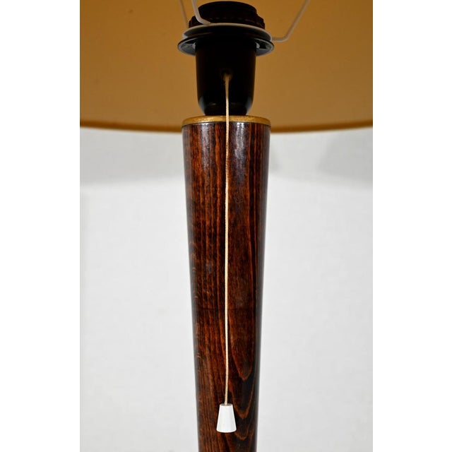 Wood Mahogany and Brass Table Lamp in the style Mazda, 1950s For Sale - Image 7 of 18