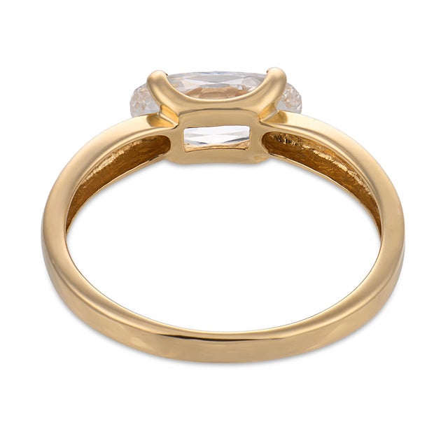 Vintage Gia 1.02 Carat East West Old Mine Diamond Yellow Gold Engagement Ring, Size 7.5 For Sale In Los Angeles - Image 6 of 8