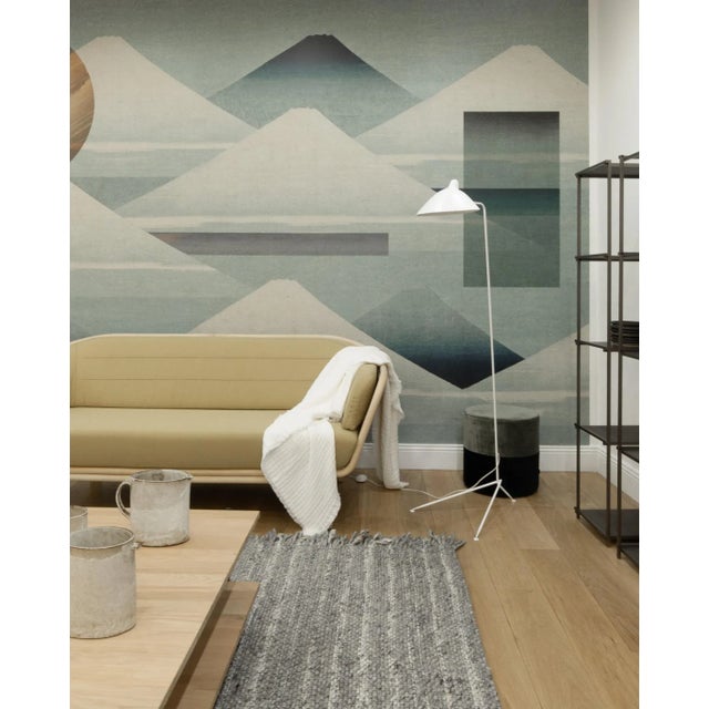 Editions Serge Mouille 'Lampadaire Droit' floor lamp in white. Originally designed in 1953, this iconic lamp is still made...