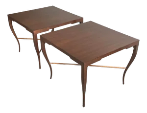Vintage Tommi Parzinger Large Scale End Tables, Mahogany - a Pair