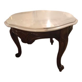 Vintage French Provincial Fruitwood Accent Table With Marble Top For Sale