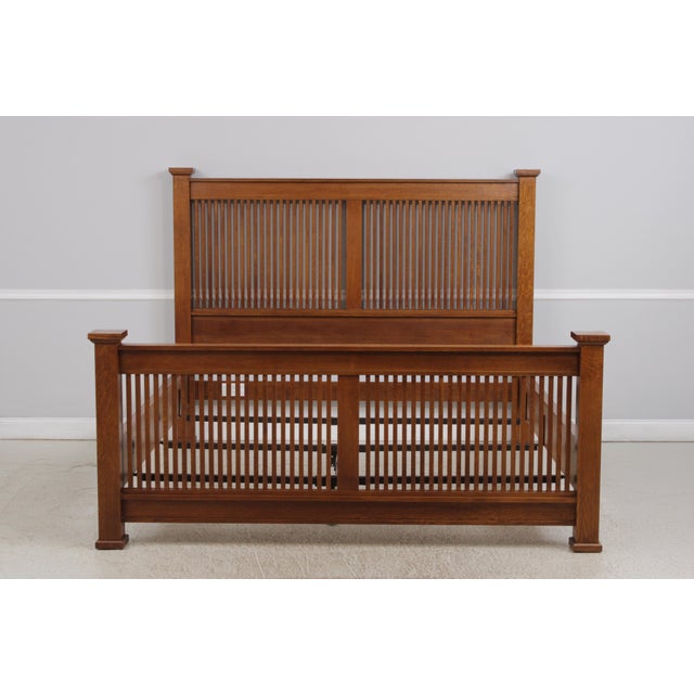 Age: C.2009 Details: High Quality Construction Large Impressive Bed Arts & Crafts Style Oak Metal Rail System Offered @...