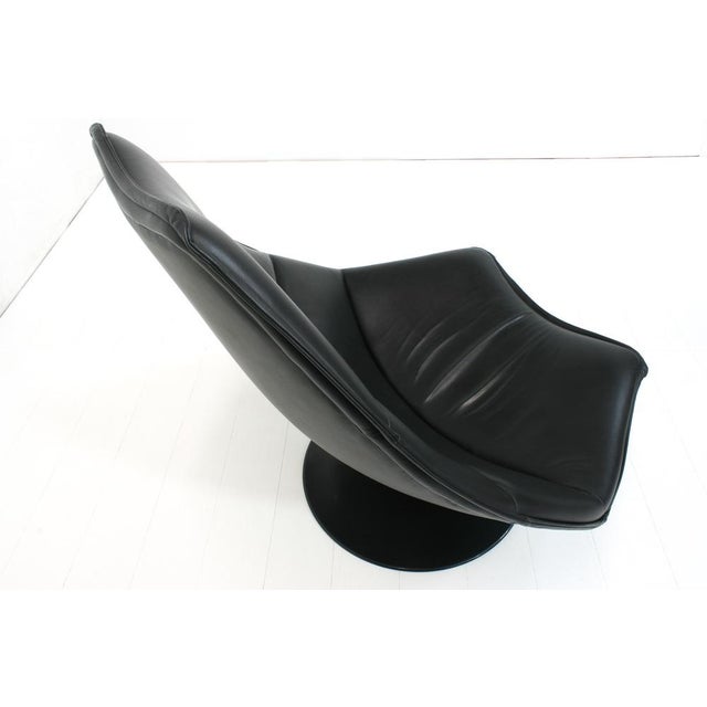 Black Black Leather F585 Swivel Lounge Chair by Geoffrey Harcourt for Artifort, 1970s For Sale - Image 8 of 16