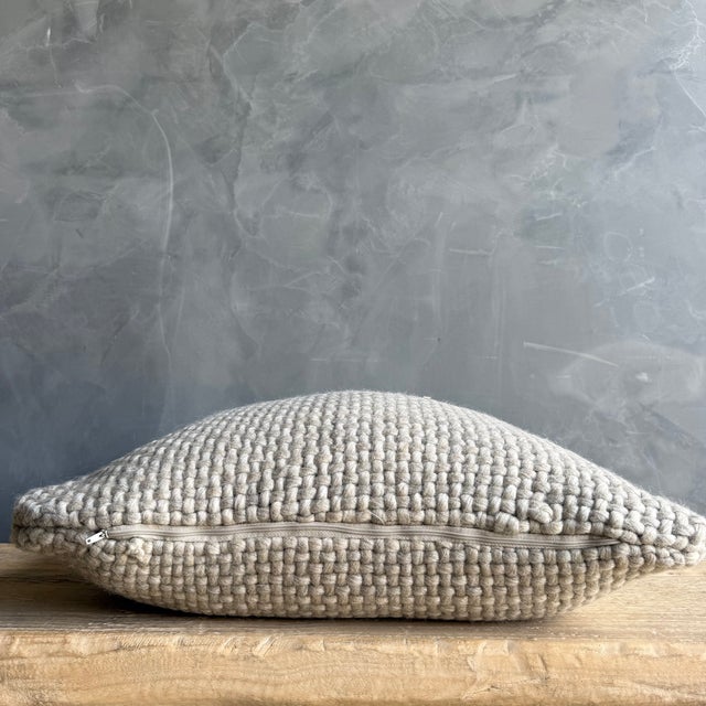 Amari Wool Pillow - Greige For Sale - Image 4 of 5