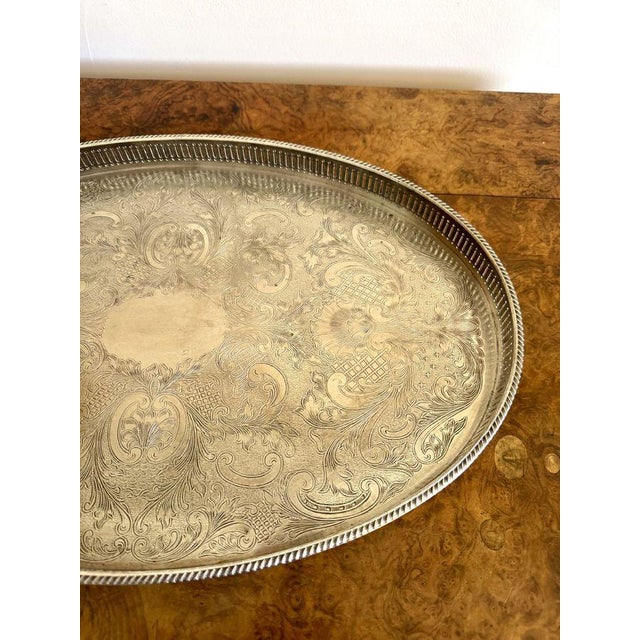 Antique Edwardian Silver Plated Tray, 1900 For Sale - Image 3 of 6