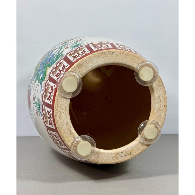 Vintage Chinese Famille Rose Hand Painted Birds and Peonies Porcelain Garden Stool Side Table For Sale - Image 10 of 17