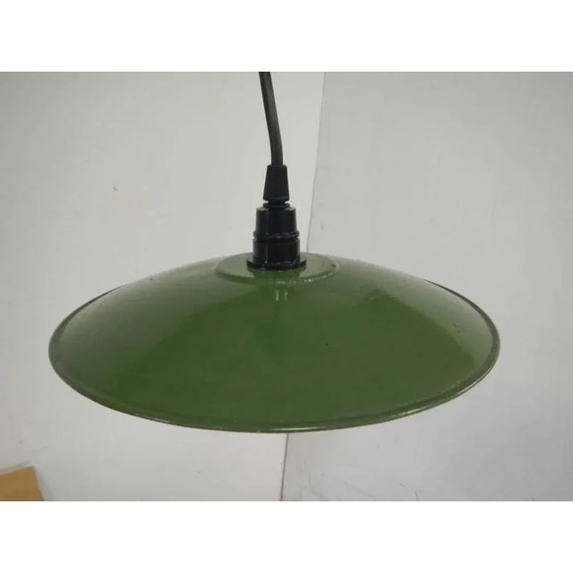 Forest Green Vintage Metal Lamp, 1940 For Sale - Image 8 of 8