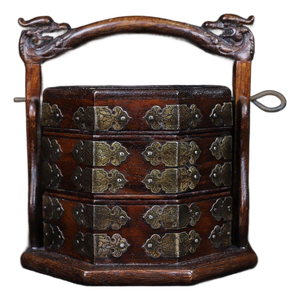 Chinese Rosewood Octagonal Multi-Tier Carry Box