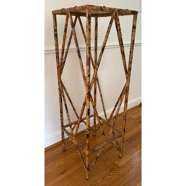 Vintage Faux Tortoise Metal Bamboo Plant Stand For Sale - Image 10 of 10