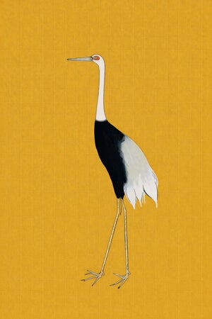 Japanese Crane Wall Art, Antique Asian Art Print Reproduction, 24″ × 36″
