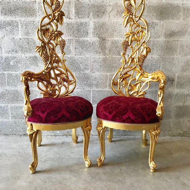 Italian Baroque Red Velvet Upholstered Chairs - a Pair ... (640 x 640 Pixel)