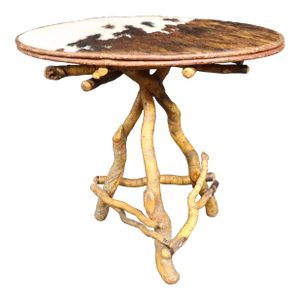Cowhide Adirondack Twig Stand Table
