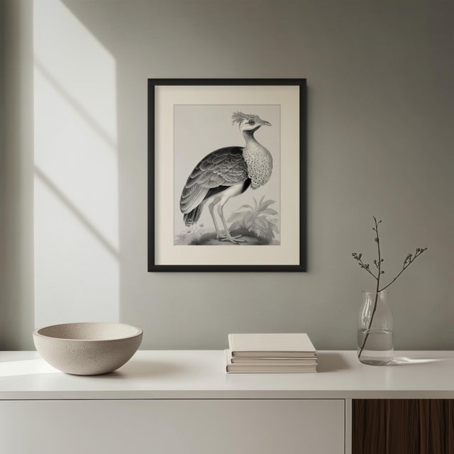 Illustration Great Bustard Bird — Black & White Fine Art Print | Unframed For Sale - Image 3 of 5
