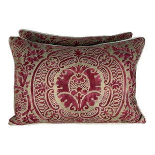 Pair of Exceptional Fortuny Textile Pillows From 1940s Italian Villa Draperies For Sale