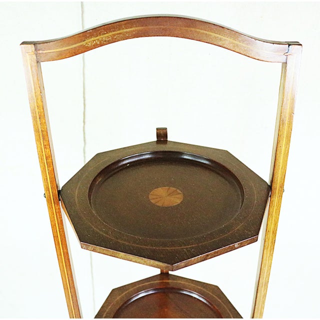 Traditional English Edwardian Period Mahogany Folding Cake Stand For Sale - Image 3 of 8