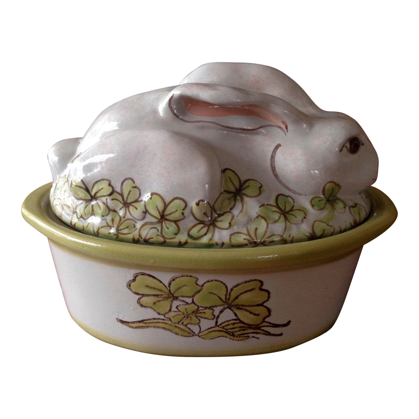 Stoneware Vintage Easter Rabbit Covered Casserole Dish/Tureen Chairish