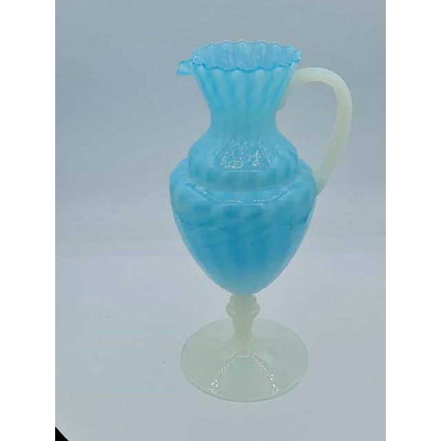 Murano Opaline Glass Jug For Sale - Image 3 of 13