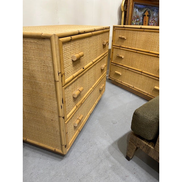 Mid-Century Modern Late 20th Century Bielecky Brothers Cane Rattan Bamboo Chest For Sale - Image 3 of 7