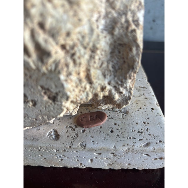 Monumental Organic Coastal Vintage Driftwood Sculpture on Coral Stone Base For Sale - Image 9 of 9