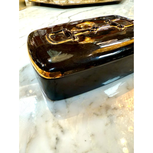 1980s Gucci Ceramic Lidded Box With Gilt, Italy 1980s For Sale - Image 5 of 8
