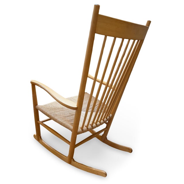 Tan Danish Modern Hans Wegner J16 Rocking Chair for FDB Mobler For Sale - Image 8 of 13