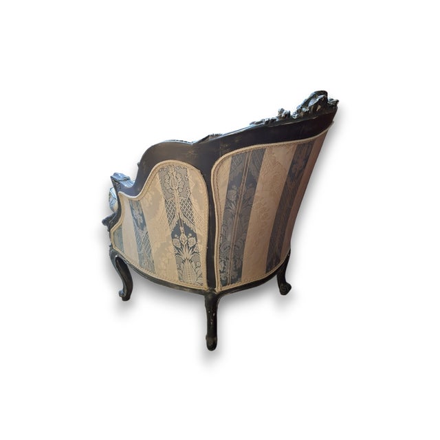 Louis XVI Blue Bergere Armchair, 1920s For Sale - Image 4 of 5