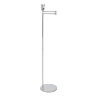 Modern Chrome and Cast Iron Swing Arm Floor Lamp For Sale