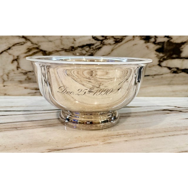 Gorham Late 20th Century Silver Engraved “December 1990 Bowl” For Sale - Image 4 of 6