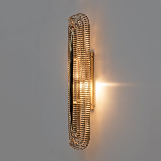 Large Modern Italian Murano Glass and Brass Sconces, 2000, Set of 2 For Sale - Image 4 of 11