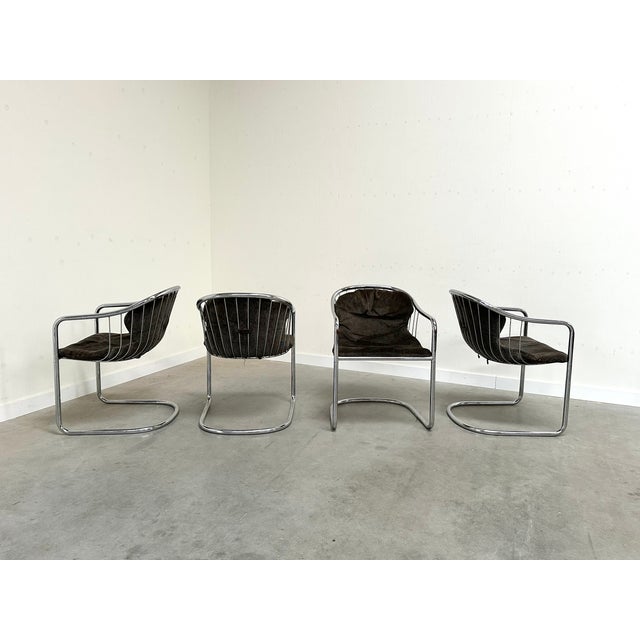 Vintage Italian Cantilever Dining Chairs by Gastone Rinaldi for Rima, 1980s, Set of 4 For Sale - Image 11 of 14