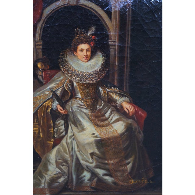 Maria Di Antonia Serra Portrait Oil Painting After Peter Paul Rubens 40" For Sale - Image 4 of 12