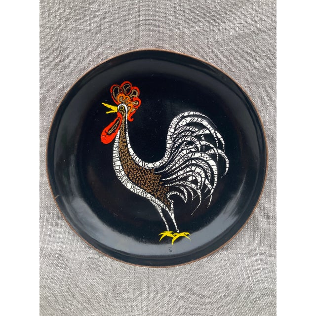 Mid-Century Modern Mid Century Copper Enamel Rooster Catchall For Sale - Image 3 of 11