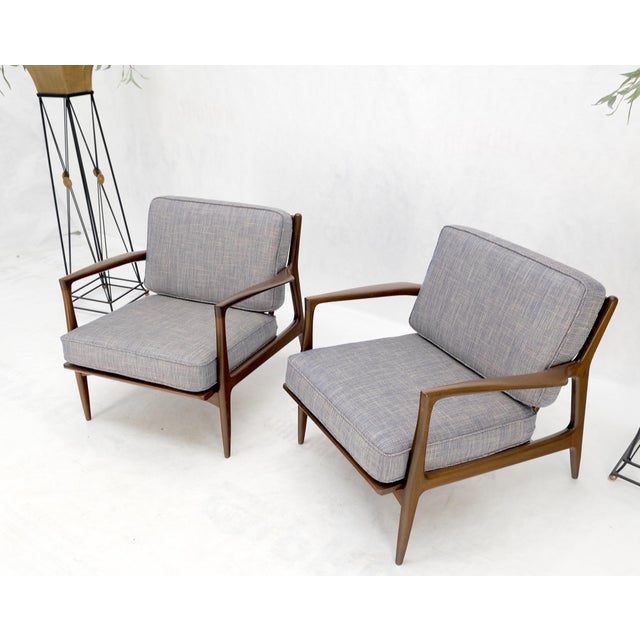 Gray Pair Kofod Larsen Selig Danish Mid-Century Modern Lounge Chairs New Upholstery For Sale - Image 8 of 17