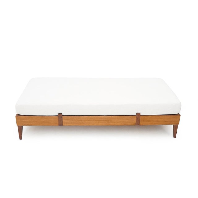 Brown Vintage Daybed with Wooden Frame, 1950s For Sale - Image 8 of 15