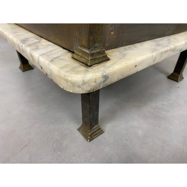 Metal Brass Bedside Table with Marble Top, 1920s For Sale - Image 7 of 10