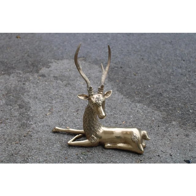 Metal Deer Sculpture in Solid Brass, Italy, 1950s For Sale - Image 7 of 8