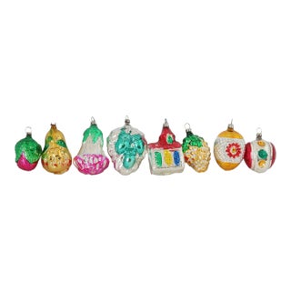 Midcentury Mercury Glass Ornaments, Set of 8 For Sale