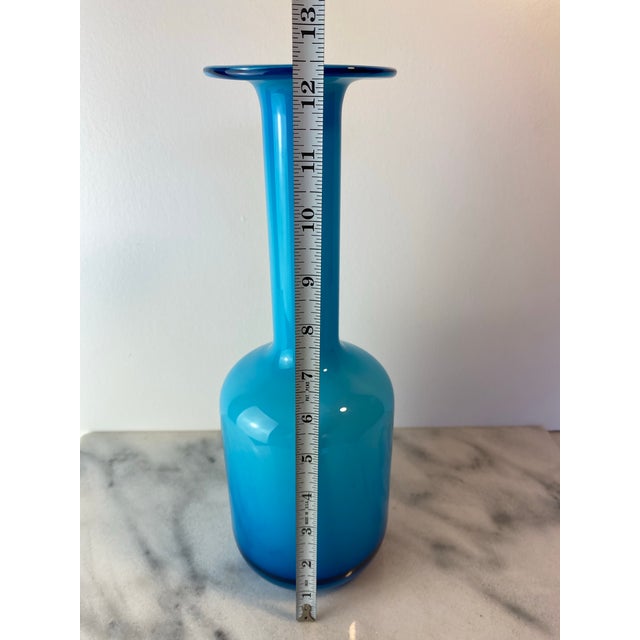 Mid 20th Century Otto Brauer for Holmegaard “Gulvvase” Blue Cased Glass Vase — Danish Modern, 1960s For Sale - Image 5 of 6