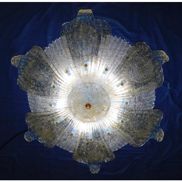 Amber 1960s Clear and Amber Graniglia Murano Flush Mount For Sale - Image 8 of 9