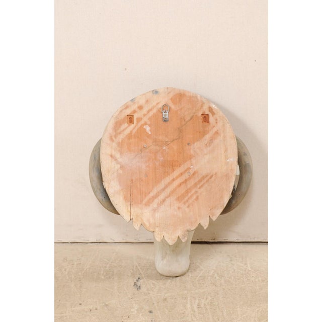 Contemporary Mid 20th Century Hand-Carved Wooden Ram's Head Wall Ornament For Sale - Image 3 of 11