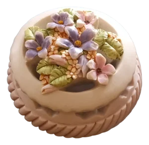 1960s Exquisite Handcast Carrara Marble Floral Lidded Trinket Box Made in Italy