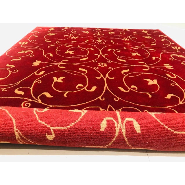 Nepalese Garnet & Beige Rug, 1980s For Sale - Image 3 of 15