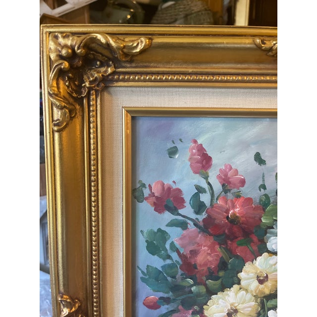 Textile 1990s Montague Gorgeous Still Life - Florals in Blue - Original Oil on Canvas - Framed For Sale - Image 7 of 12